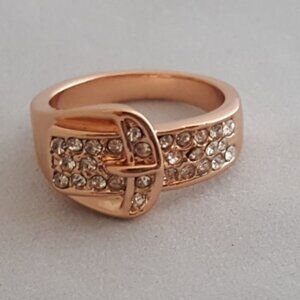 Rose Gold 18KRGP Buckle w/ Swarvosky Crystal Alloy Ring